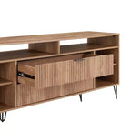 Meuble TV 160 cm pour téléviseurs jusqu'à 60", brun doré, style moderne du milieu du siècle
