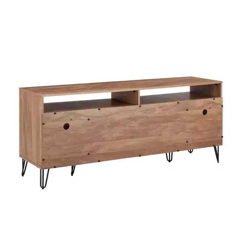 Meuble TV 160 cm pour téléviseurs jusqu'à 60", brun doré, style moderne du milieu du siècle