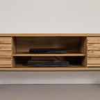 Meuble TV Nordik en chêne avec 2 tiroirs, convient jusqu'à 75"