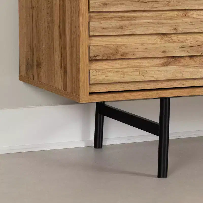 Meuble TV Nordik en chêne avec 2 tiroirs, convient jusqu'à 75"