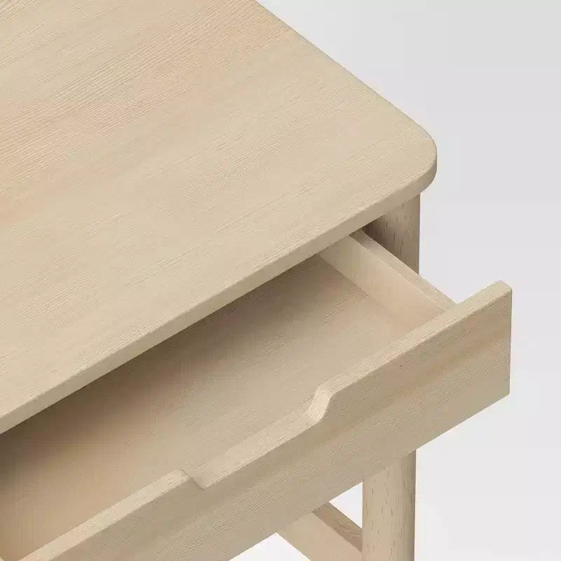 Bureau scandinave en bois clair avec 2 tiroirs, 1 personne