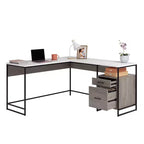 Bureau d'angle avec tiroirs Chêne Mystique, 1 personne
