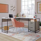 Bureau d'angle avec tiroirs Chêne Mystique, 1 personne