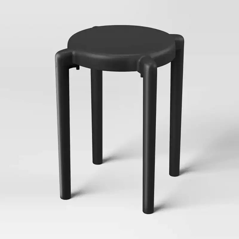 Table d'appoint ronde noire, 1 personne, plastique recyclé