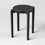 Table d'appoint ronde noire, 1 personne, plastique recyclé