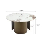 Ensemble de 2 tables basses et tables d'appoint rondes en pierre frittée dorée pour salon