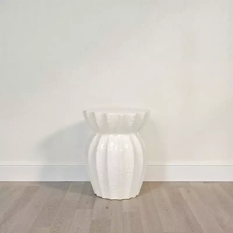 Tabouret d'appoint rond en grès blanc, 1 place