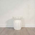 Tabouret d'appoint rond en grès blanc, 1 place