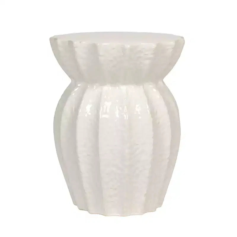 Tabouret d'appoint rond en grès blanc, 1 place