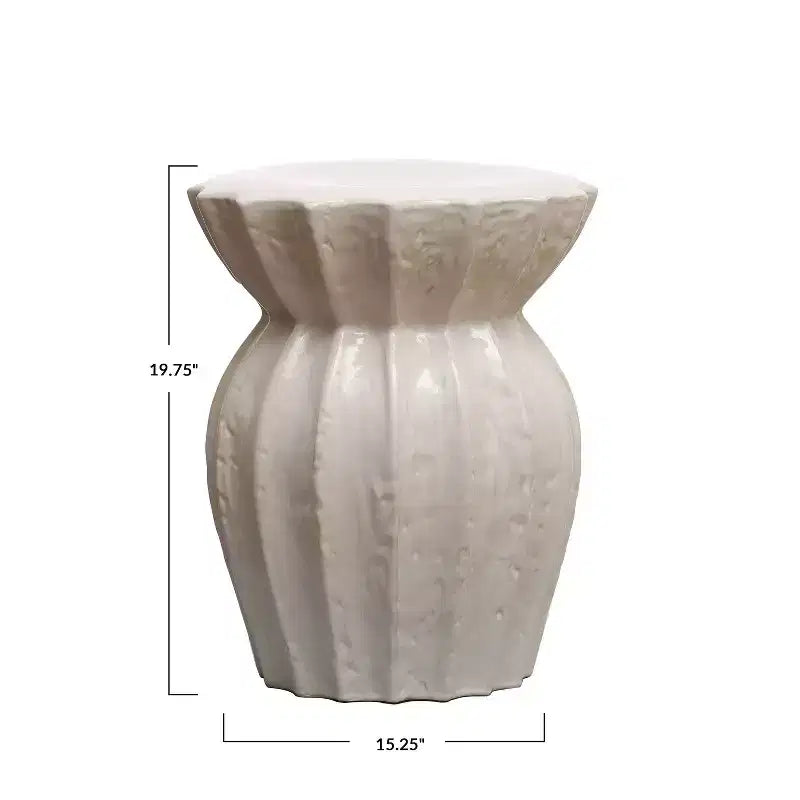 Tabouret d'appoint rond en grès blanc, 1 place