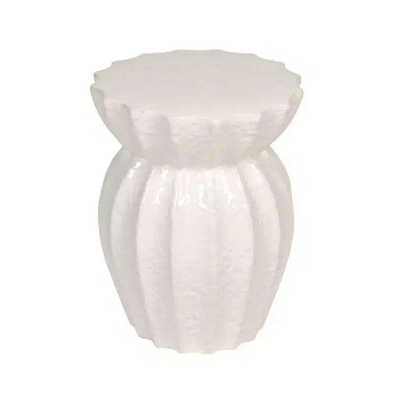 Tabouret d'appoint rond en grès blanc, 1 place