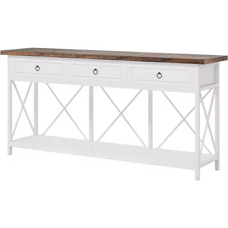 Lantine 70.9 Farmhouse Console Table with 3 Drawers, Narrow Long Sofa Foyer Table with Storage Shelf for Entryway, Hallway