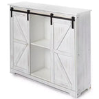 Bahut en bois rustique marron avec portes coulissantes