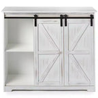 Bahut en bois rustique marron avec portes coulissantes