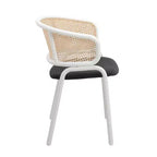 Chaise de salle à manger en velours avec cadre en acier, lot de 4 – Beige / Noir / Gris / Blanc