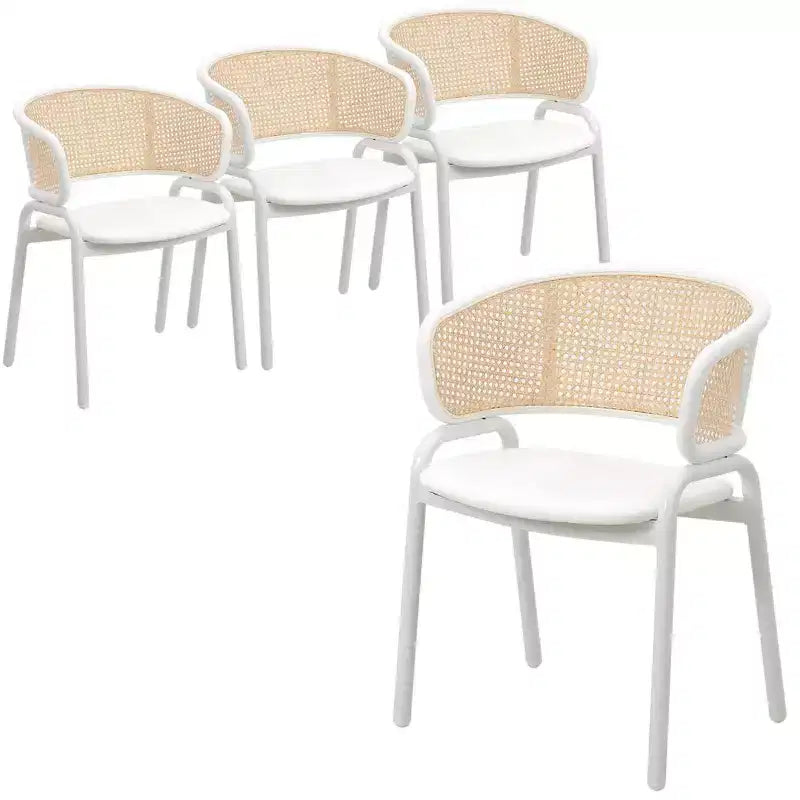 Chaise de salle à manger en velours avec cadre en acier, lot de 4 – Beige / Noir / Gris / Blanc