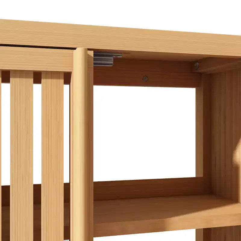 Meuble de salle de bain mural en bambou naturel, 2 portes de rangement, simple