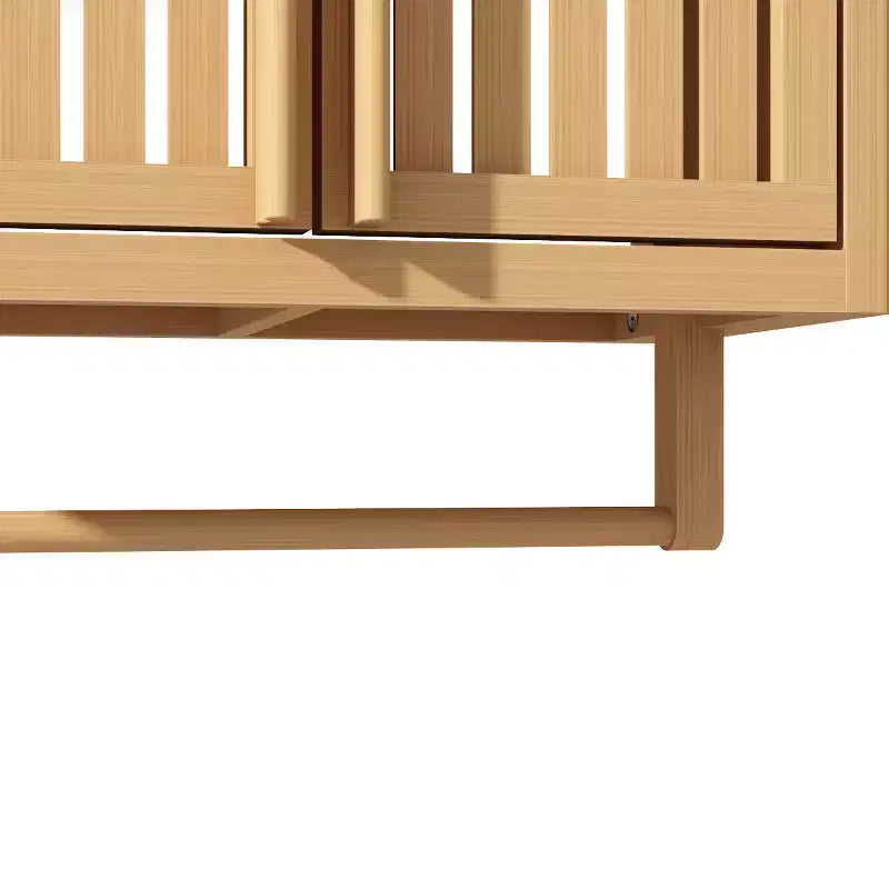 Meuble de salle de bain mural en bambou naturel, 2 portes de rangement, simple