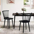Chaise de salle à manger sans accoudoirs Windsor à dossier à barreaux, noir/naturel, ensemble de 2