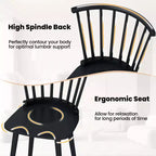 Chaise de salle à manger sans accoudoirs Windsor à dossier à barreaux, noir/naturel, ensemble de 2