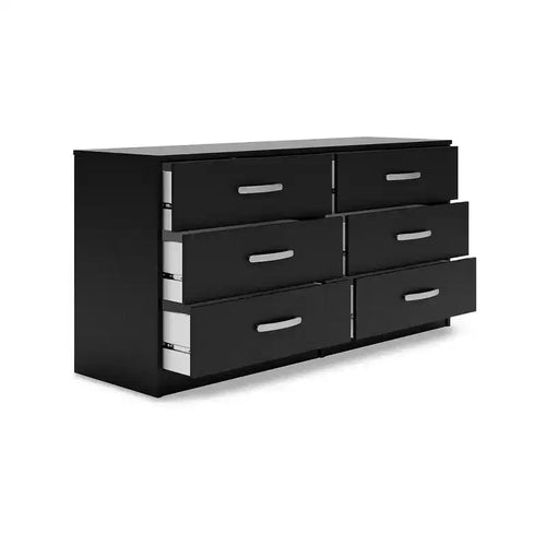 Commode noire à 6 tiroirs, 1 personne