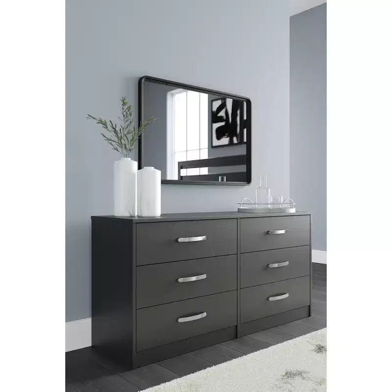 Commode noire à 6 tiroirs, 1 personne