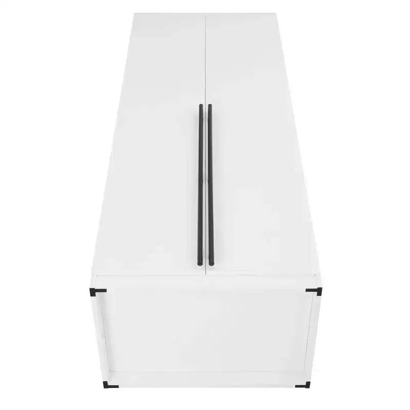 Armoire modulaire 4 portes pour 1 à 2 personnes : blanc / brun doré / gris rustique