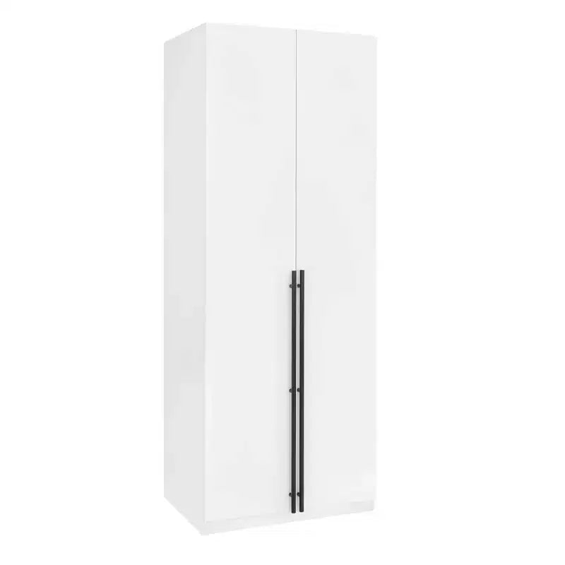 Armoire modulaire 4 portes pour 1 à 2 personnes : blanc / brun doré / gris rustique