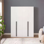 Armoire modulaire 4 portes pour 1 à 2 personnes : blanc / brun doré / gris rustique