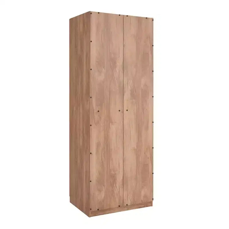 Armoire modulaire 4 portes pour 1 à 2 personnes : blanc / brun doré / gris rustique