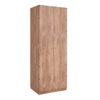 Armoire modulaire 4 portes pour 1 à 2 personnes : blanc / brun doré / gris rustique