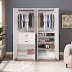 Armoire modulaire 4 portes pour 1 à 2 personnes : blanc / brun doré / gris rustique