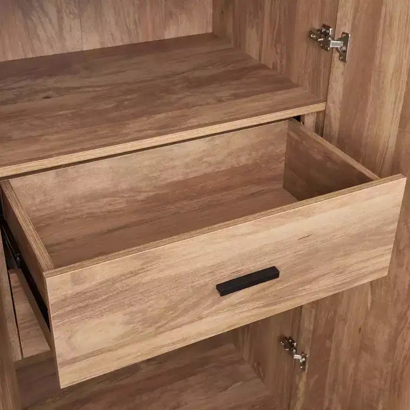 Armoire modulaire 4 portes pour 1 à 2 personnes : blanc / brun doré / gris rustique