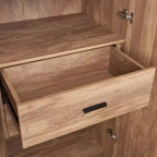 Armoire modulaire 4 portes pour 1 à 2 personnes : blanc / brun doré / gris rustique