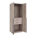 Armoire modulaire 4 portes pour 1 à 2 personnes : blanc / brun doré / gris rustique