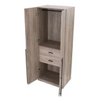 Armoire modulaire 4 portes pour 1 à 2 personnes : blanc / brun doré / gris rustique