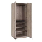 Armoire modulaire 4 portes pour 1 à 2 personnes : blanc / brun doré / gris rustique