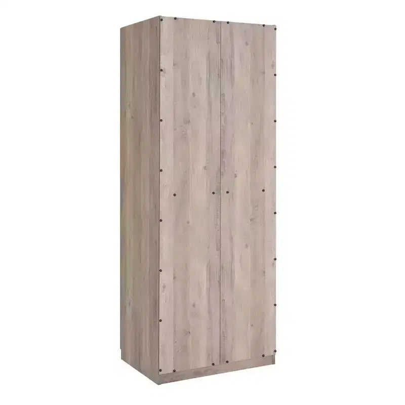 Armoire modulaire 4 portes pour 1 à 2 personnes : blanc / brun doré / gris rustique