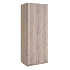 Armoire modulaire 4 portes pour 1 à 2 personnes : blanc / brun doré / gris rustique