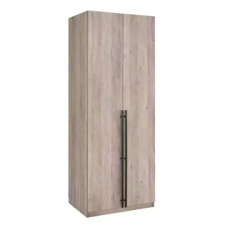 Armoire modulaire 4 portes pour 1 à 2 personnes : blanc / brun doré / gris rustique