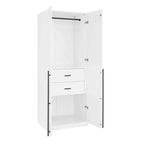 Armoire modulaire 4 portes pour 1 à 2 personnes : blanc / brun doré / gris rustique
