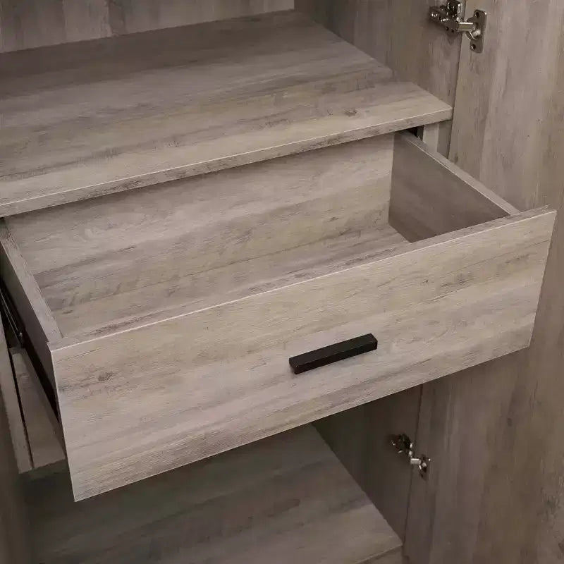 Armoire modulaire 4 portes pour 1 à 2 personnes : blanc / brun doré / gris rustique