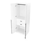 Armoire modulaire 4 portes pour 1 à 2 personnes : blanc / brun doré / gris rustique