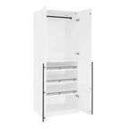 Armoire modulaire 4 portes pour 1 à 2 personnes : blanc / brun doré / gris rustique