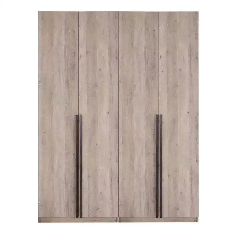 Armoire modulaire 4 portes pour 1 à 2 personnes : blanc / brun doré / gris rustique