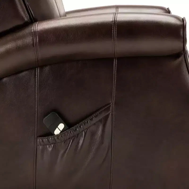 Fauteuil inclinable électrique marron/rouge, une place