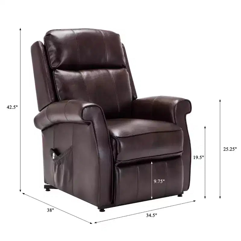 Fauteuil inclinable électrique marron/rouge, une place