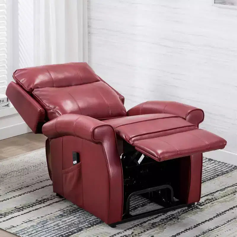 Fauteuil inclinable électrique marron/rouge, une place