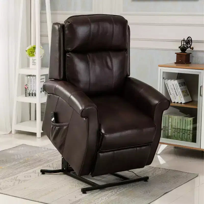 Fauteuil inclinable électrique marron/rouge, une place