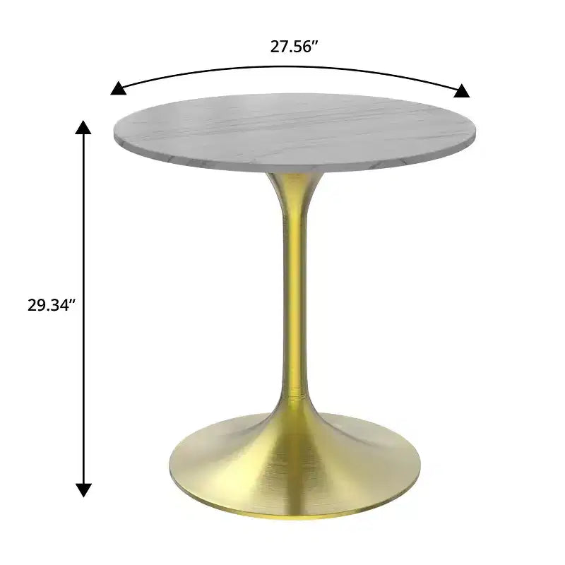 Table à manger ronde noire/grise/blanche, plateau en pierre frittée, 4 places